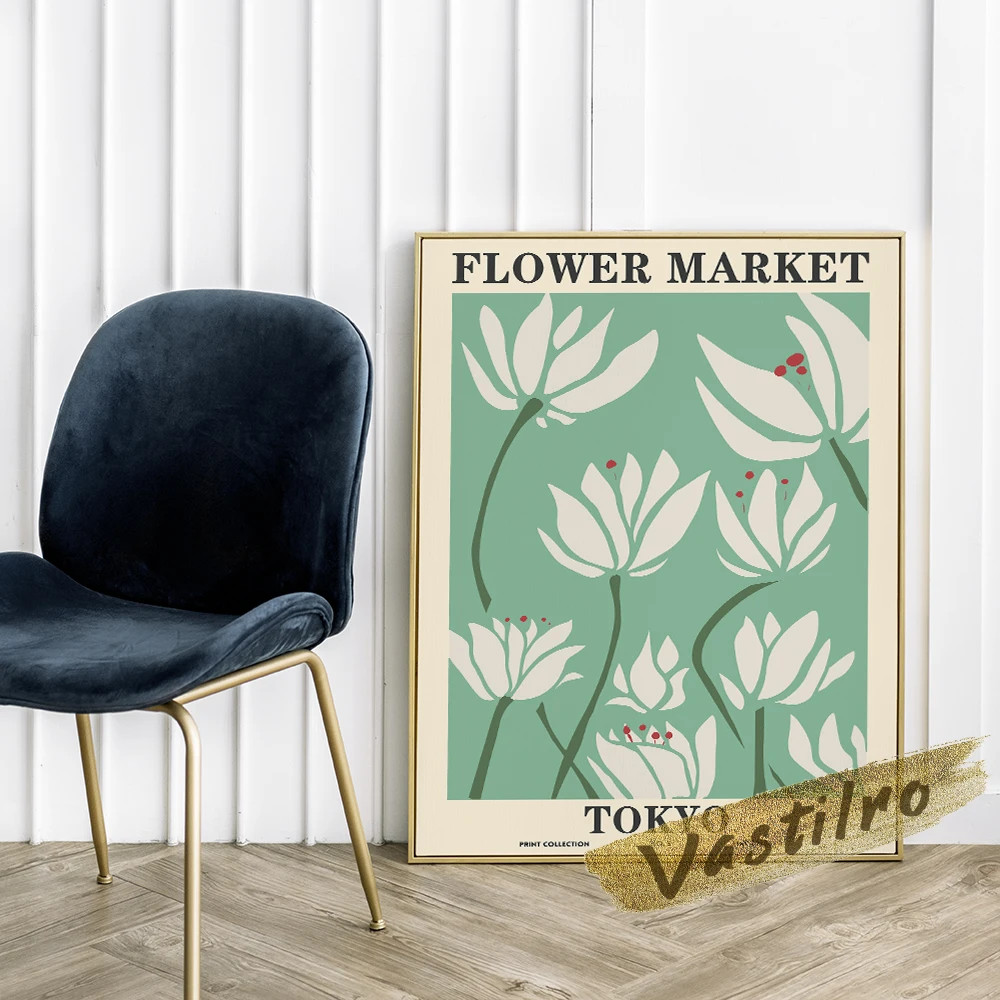 Flower Market Poster, Astrid Wilson Flower Wall Art, Tokyo Flower Leaf Market Prints Art, World Travel Plant Watercolour Picture