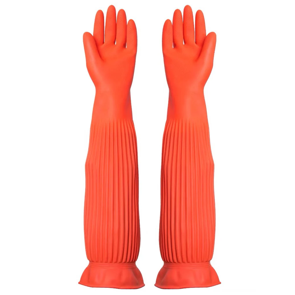 55cm Latex Long Gloves Aquarium Fish Tank Industrial Thick Protective Gauntlets Waterproof Rubber Latex Dishwashing Gloves