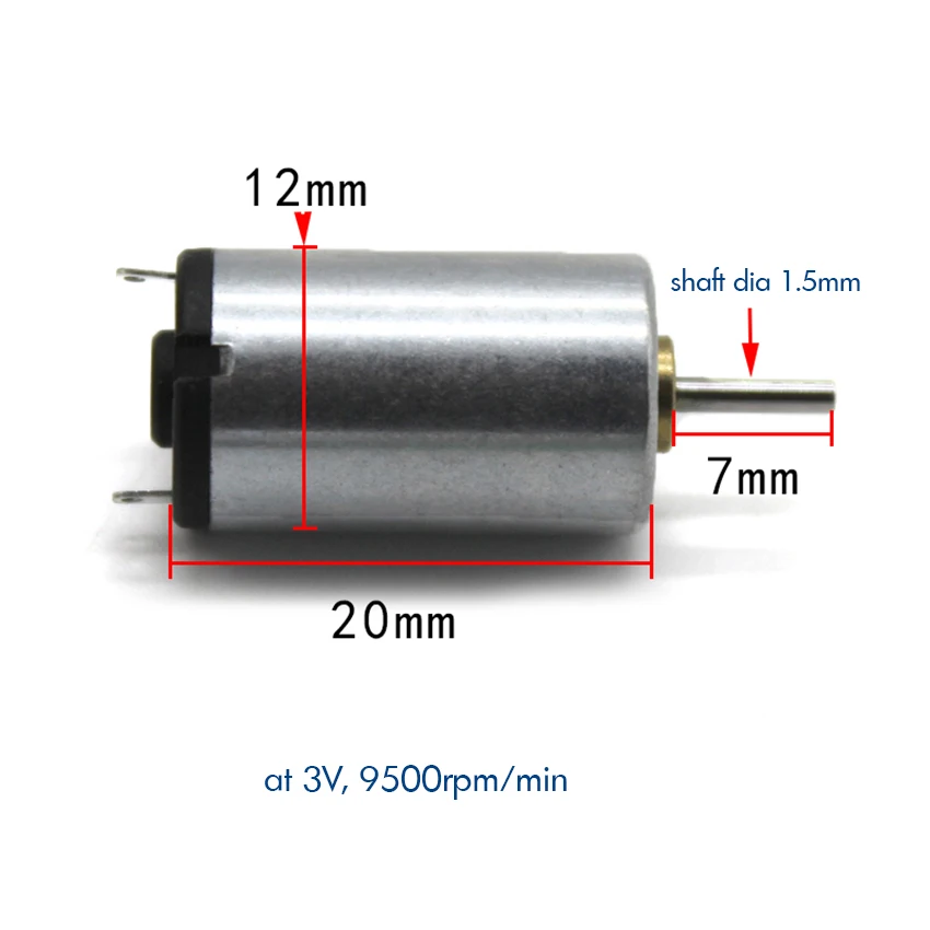 

14pcs Micro 1220 Motor DC 1.5V- 3V 9500rpm High Speed Low Noise Mini Metal Moter Reverse DC3V DIY Fan Car Toy Smart Model Engine