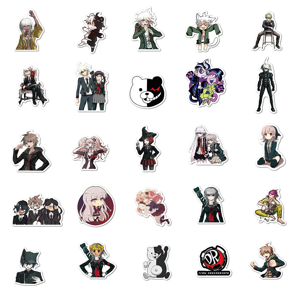 50PCS Danganronpa Waterproof Stickers Snowboard Laptop Luggage Fridge Guitar Graffiti Sticker Decal Anime Stickers Toy Sticker