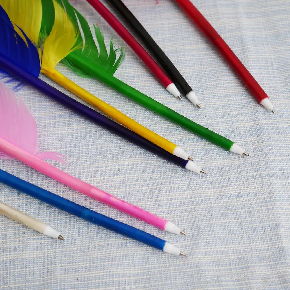 0.5mm 12colors Retro Feather Ballpoint Pen European Style Writing Pen Plush Feather Pen Novelty Stationery School Office Supplie