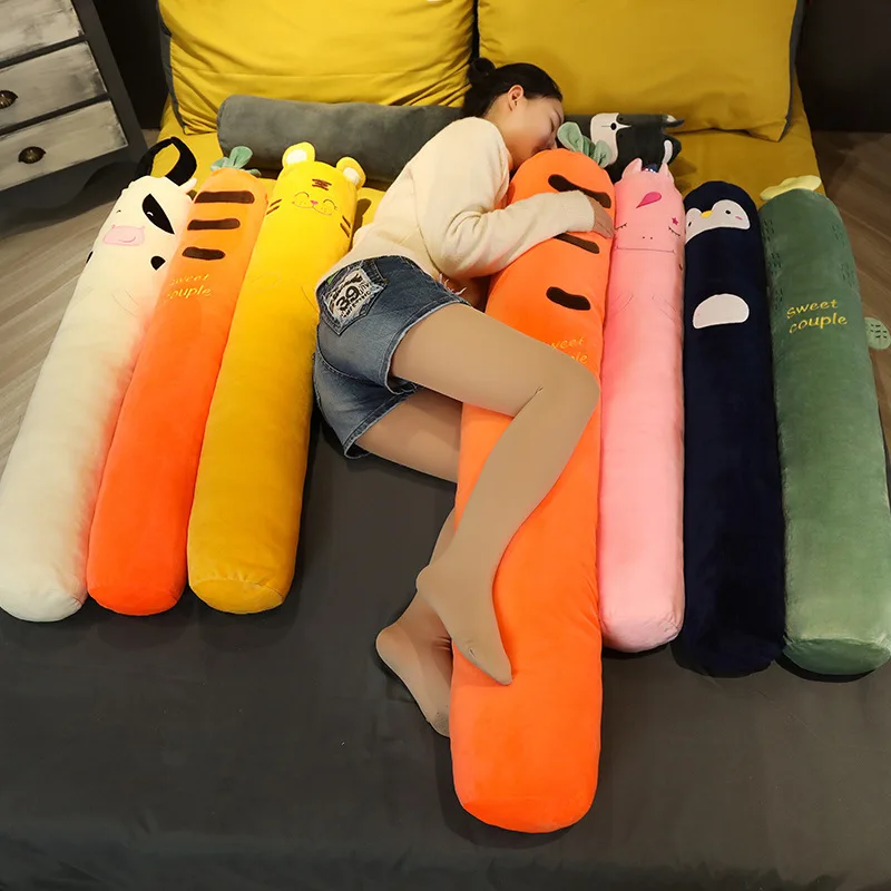 Cartoon Animals Plush Long Pillow Plants Cushion Carrot Unicorn Tiger Husky Cow Stuffed Toys Bedroom Sleeping Pillow Gifts