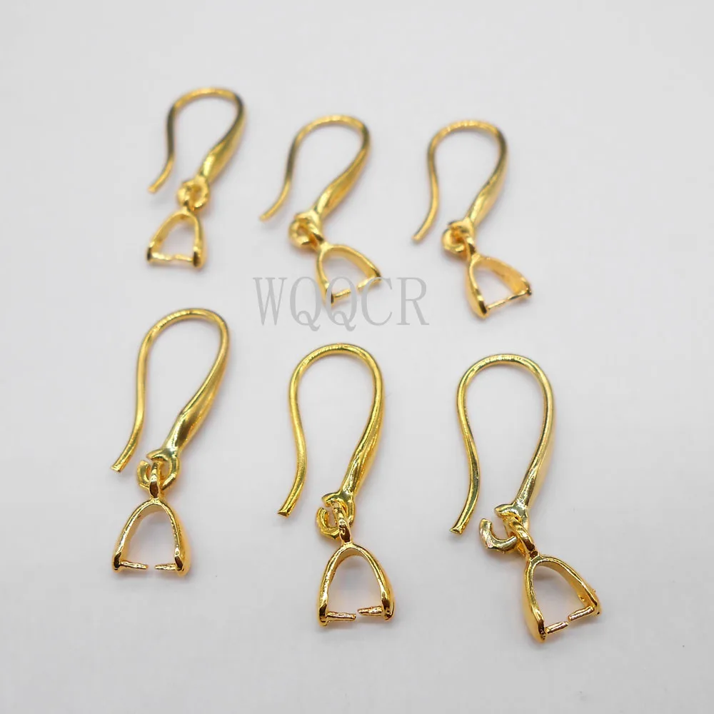 10PCS 18K Gold Smooth  Irregular Circle Surface  Women's Ear Hook Earrings Blank Base DIY Jewelry Making Result Accessory