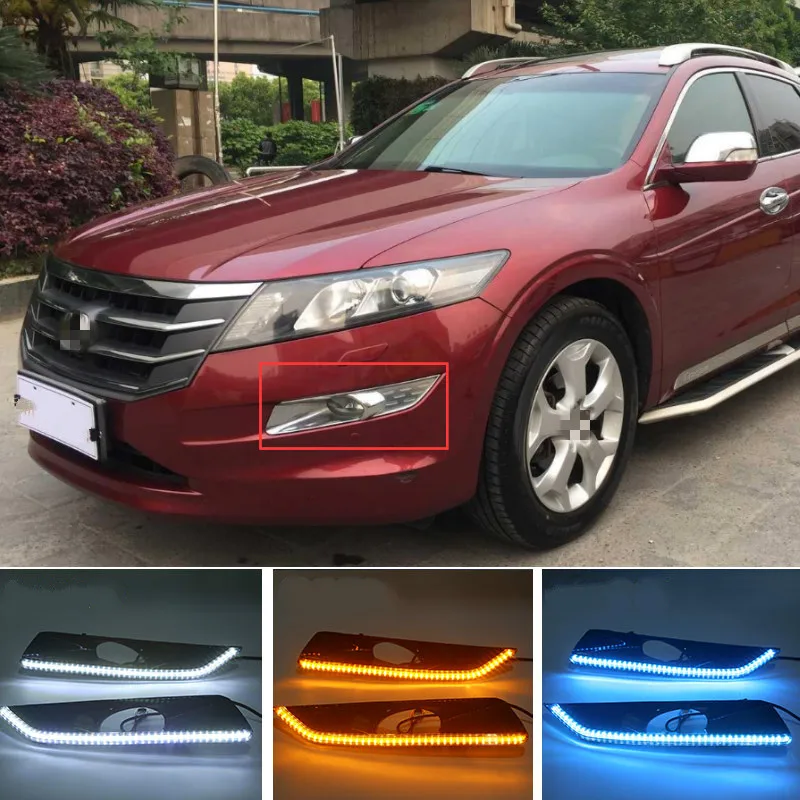 1 set LED DRL Daytime Running Lights 12V ABS Fog Lamps Cover Headlight Accessories For Honda Crosstour 2011 2012 2013