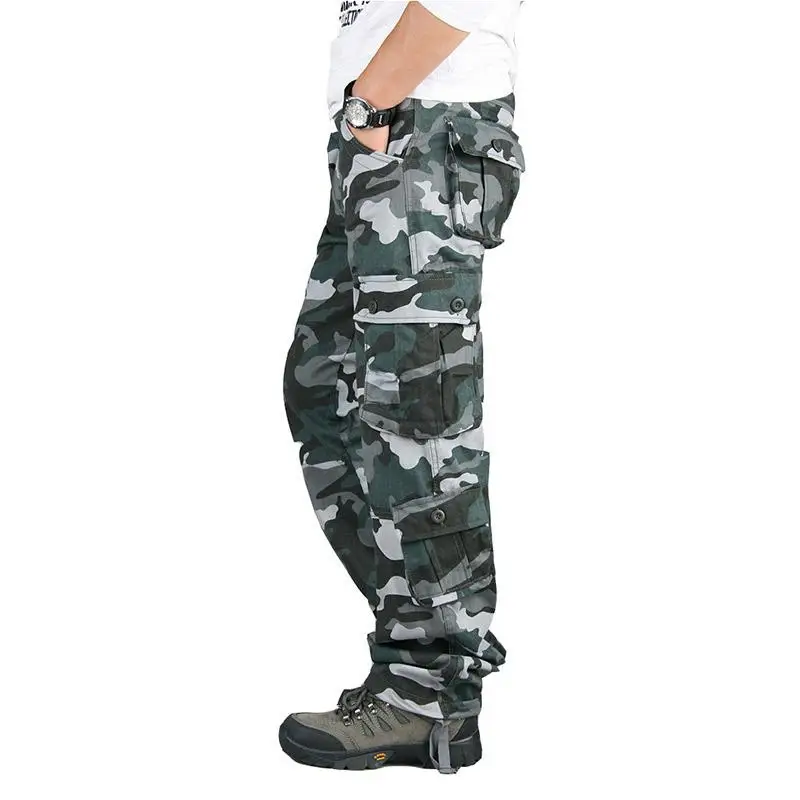 Men\'s Camouflage Pants Tactical Cargo Pants Work Overalls Outdoor Sports Hiking Hunting Trousers Cotton Heavy Durable