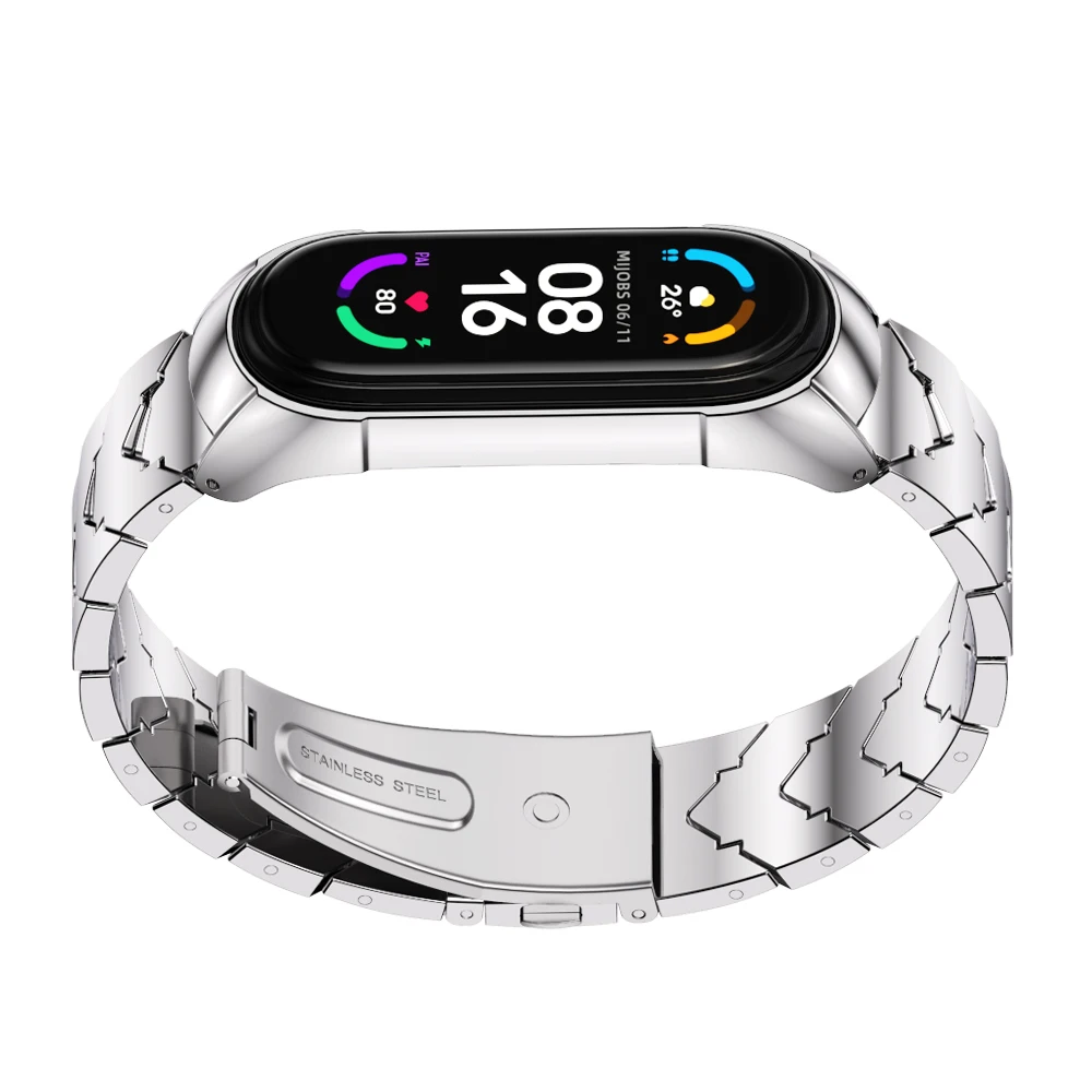 Mi Band 3 4 5 6 Strap For Xiaomi Mi Band 6 Bracelet Mi Band 5 Strap Wristband Pulseira Miband 4 Correa Metal Screwless Steel