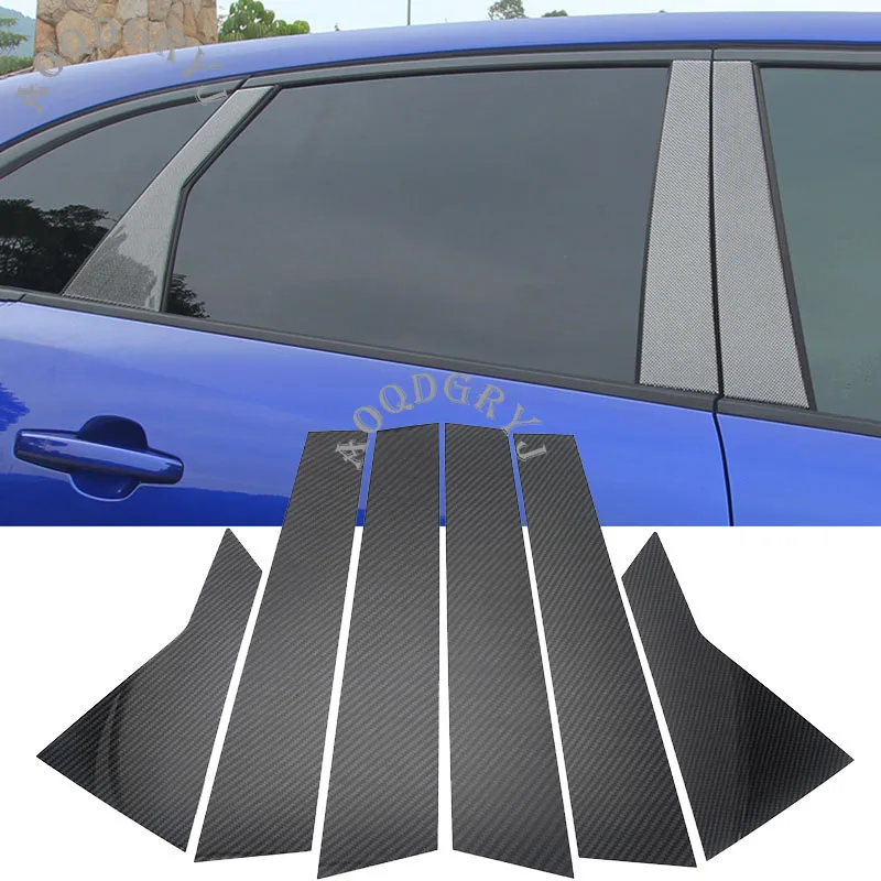 Car styling accessories 6pcs Carbon fiber texture Car Window Center Pillar Post Cover Trim For Jaguar F-PACE 2016-20120