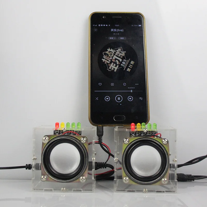 Mini Transparent Crystal Amplifier Wireless Bluetooth Speaker Audio Production Kit, Mini Speaker, Computer Speaker DIY Kit Wirel