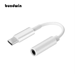 bundwin Type C Male To 3.5mm Jack Female Audio Aux Cable USB C To 3.5 mm Headphone Earphone Adapter for Huawei P20 P30 Pro