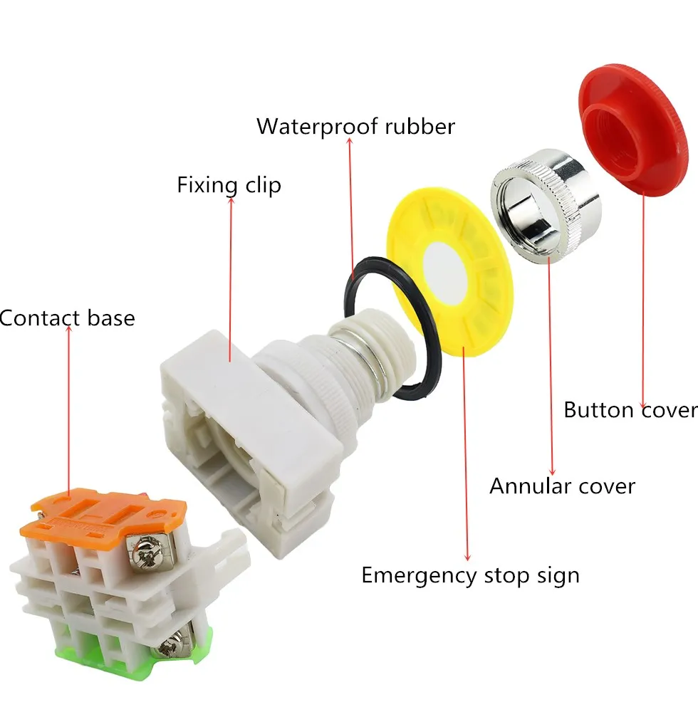 Momentary/Locking 22mm red mushroom head emergency stop button switch XB2 LAY37 NO/NC alarm button switch