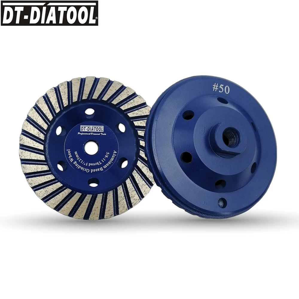 DT-DIATOOL 2 Pcs Dia 5 "/125 Mm M14 atau 5/8-11 Aluminium Berbasis Grinding Roda Roda Berlian grinding Disc Marmer Granit Grinding Wheel