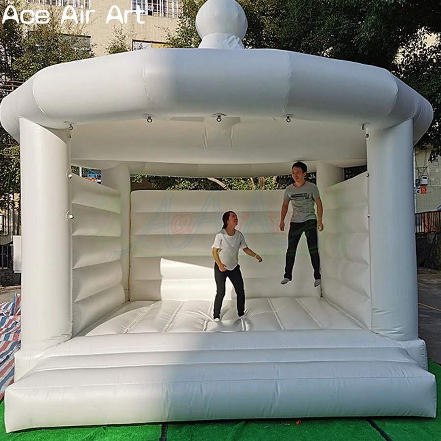 Inflatable Wedding Bounce House White Dome Jumping Castle With Air Blower For Inside Outdoor Made By Ace Air Art