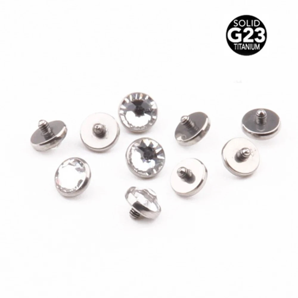 10Pcs/lot Titanium Skin Diver Dermal Anchor Tops clean Cubic Zirconia Surface Piercing DIY Body Piercing Attachments 3/4/5/6mm