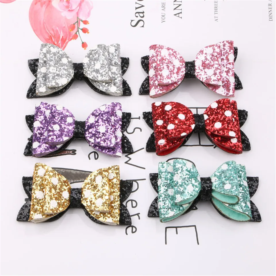 Princess Glitter Hair Clip For Womens Girls Bowknot Sequin Hairpin Children Sweet Dot Ears Kids Shiny Barrettes Hair Accessories