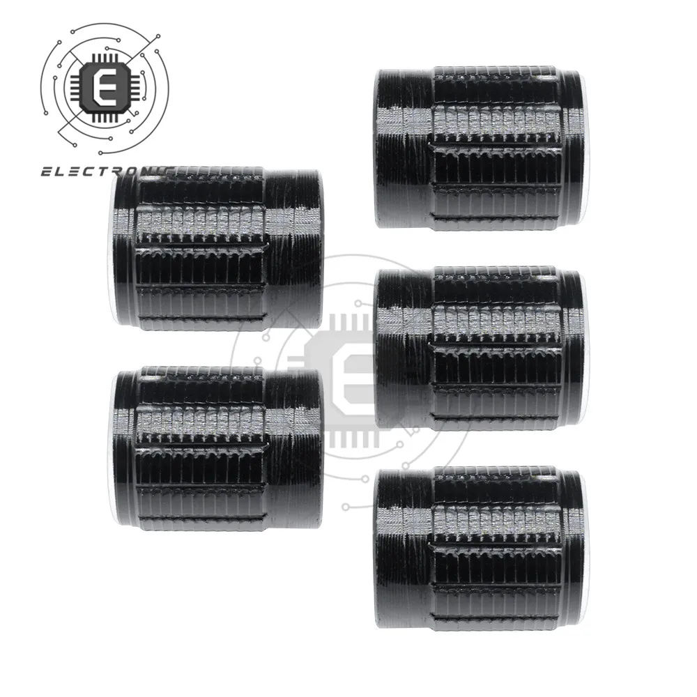 5 Pcs เส้นผ่านศูนย์กลางภายใน6มม.อลูมิเนียม Knurled Shaft Potentiometer ลูกบิด Rotary Switch Volume Control Knob