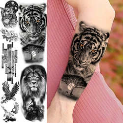 3D Tiger wood Lion Warrior tatuaggi temporanei per donne uomini adulti gufo universo fiore aquila tatuaggio finto avambraccio tatuaggi lavabili