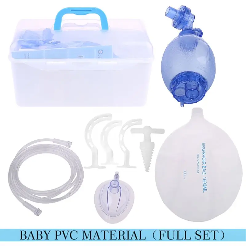 2024 New Adult/Children/Infant Manual Resuscitator PVC Ambu Bag Oxygen Tube First Aid Kit