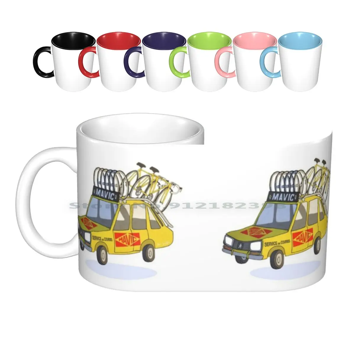 Mavic Neutral Service Ceramic Mugs Coffee Cups Milk Tea Mug Cycling Mavic Neutral Service Team Car Cycling Team Retro Classic