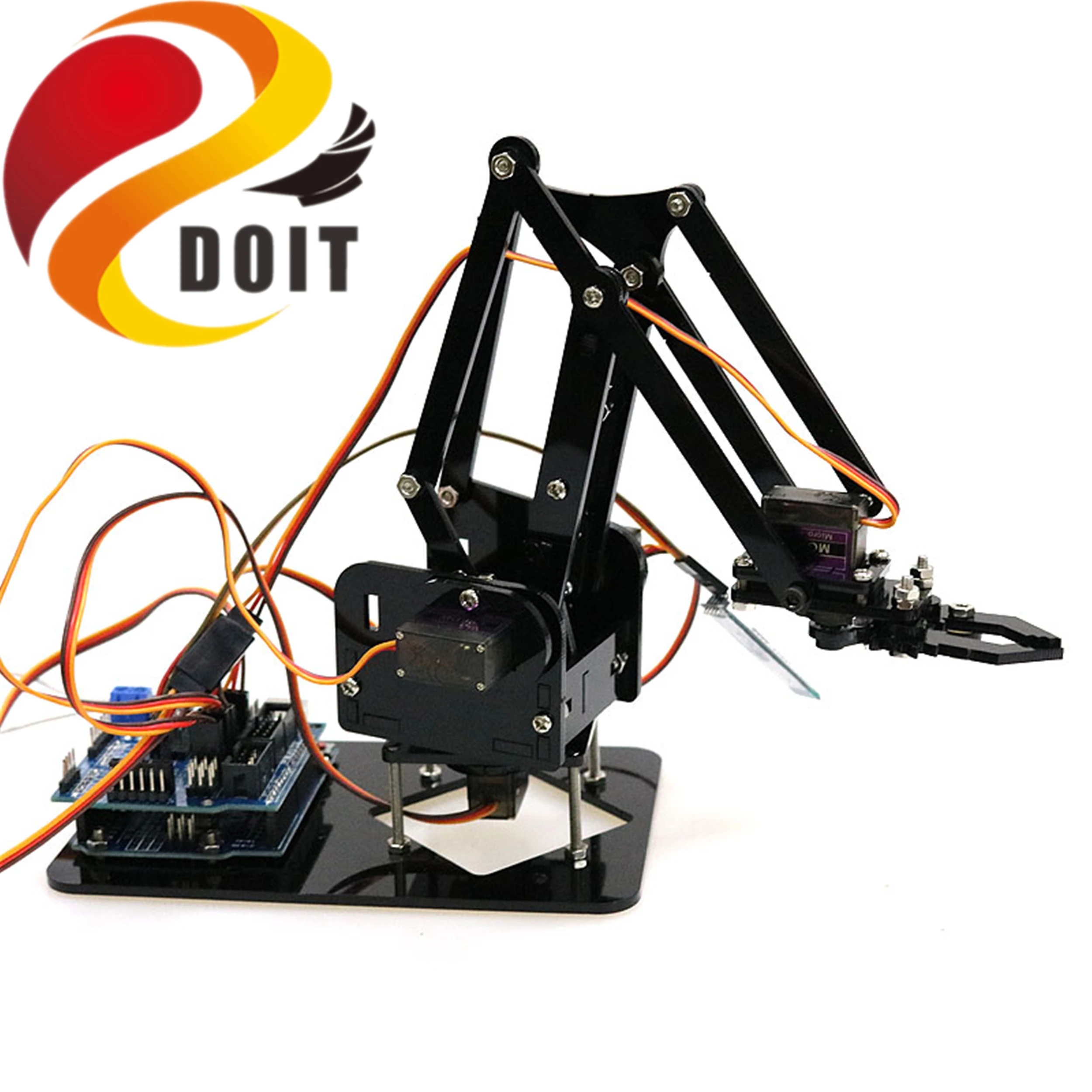 SZDOIT 조립되지 않은 와이파이 제어 4축 로봇 암 그리퍼 포함 조립되지 않은 4DOF RC 로봇 프레임 MG90 서보 DIY 아두이노 학습용