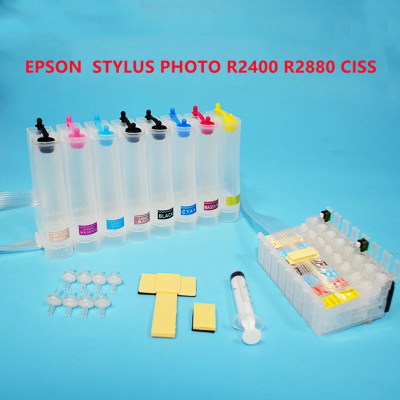 Latest Compatible CISS Ink Tank For Epson Stylus Photo R2400 R2880 Printer With ARC Chip 8Colors Continuous Ink Supply System