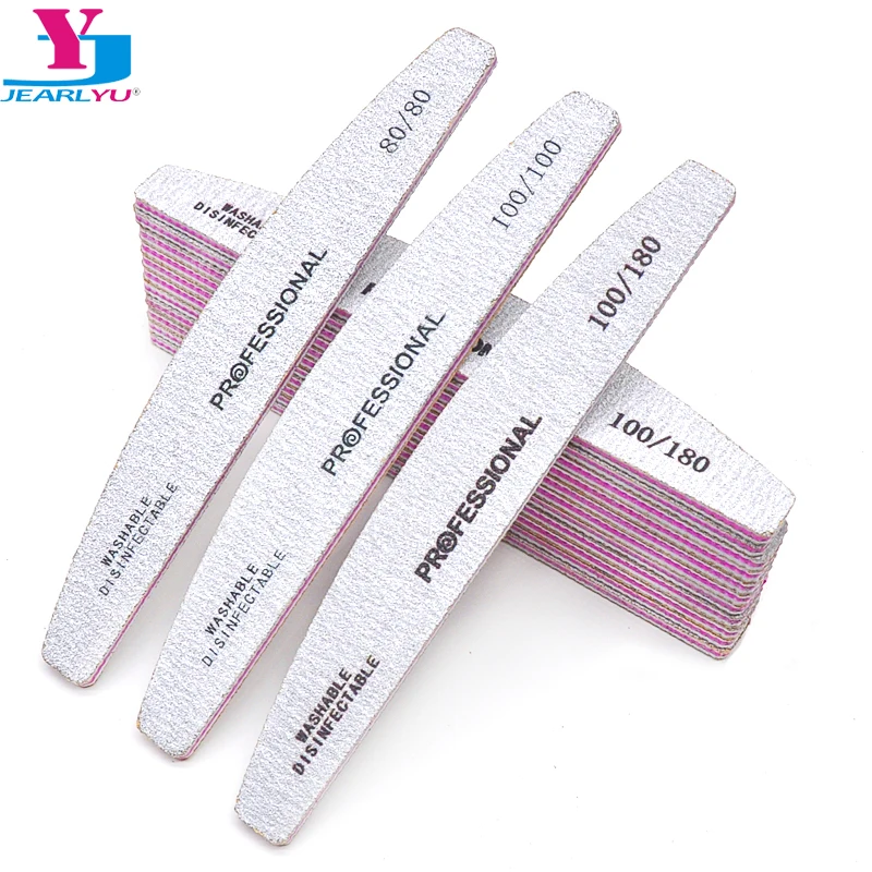 2/5/10 Pcs/Pack Half Moon Nail Files Professional Material Sandpaper 80/100/180 Grit File Nails Accessories Tools For Pedicure