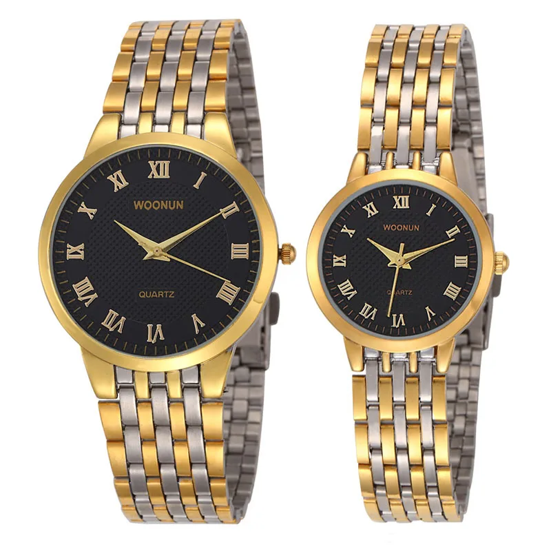 Luxury Gold Couple Watches Women Men Stainless Steel Analog Quartz Watches Men Women Lovers Wristwatches Free Shipping 2023 Fake