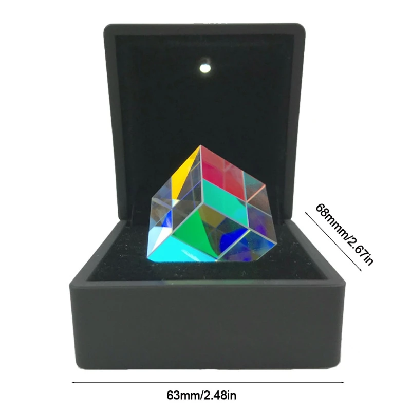 Color Prism Square Prism Color-Collecting Prism 6-Sided Cube with Light Box Optical Glass Lens Dichroic Mirror