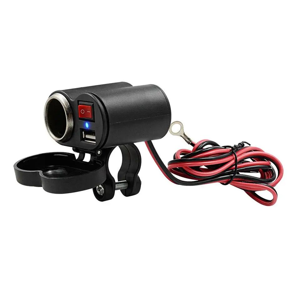 waterproof cigarette lighter for motorcycle 12V Car Motorcycle Bike Waterproof Cigarette Lighter Handlebar USB Power  Charging Socket Power Supply Socket For Phone DC12-45V