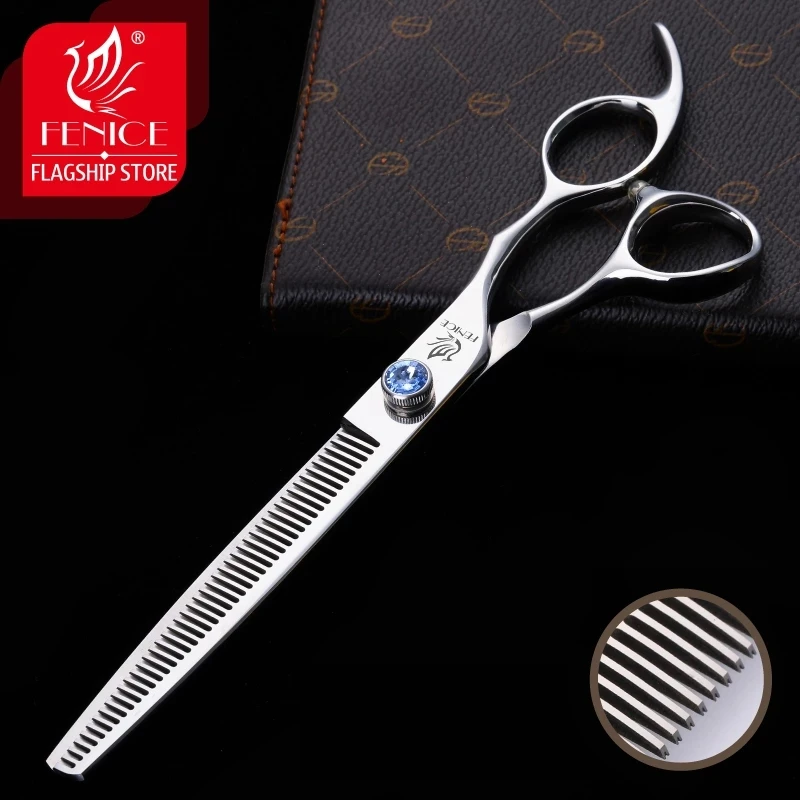 Fenice 7.5 inch Professional Grooming Scissors Thinning Cutting Shears with Blue Screw Japan 440C Stainless Steel