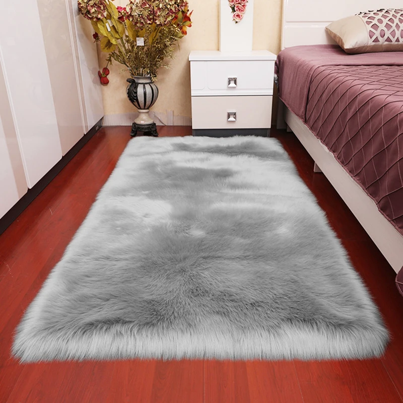 

60x90cm Soft Fluffy Faux Chair Cover Hairy Washable Carpet Non Slip Mats For Chair Bed Sofa Floor With Long Wool Home Textile