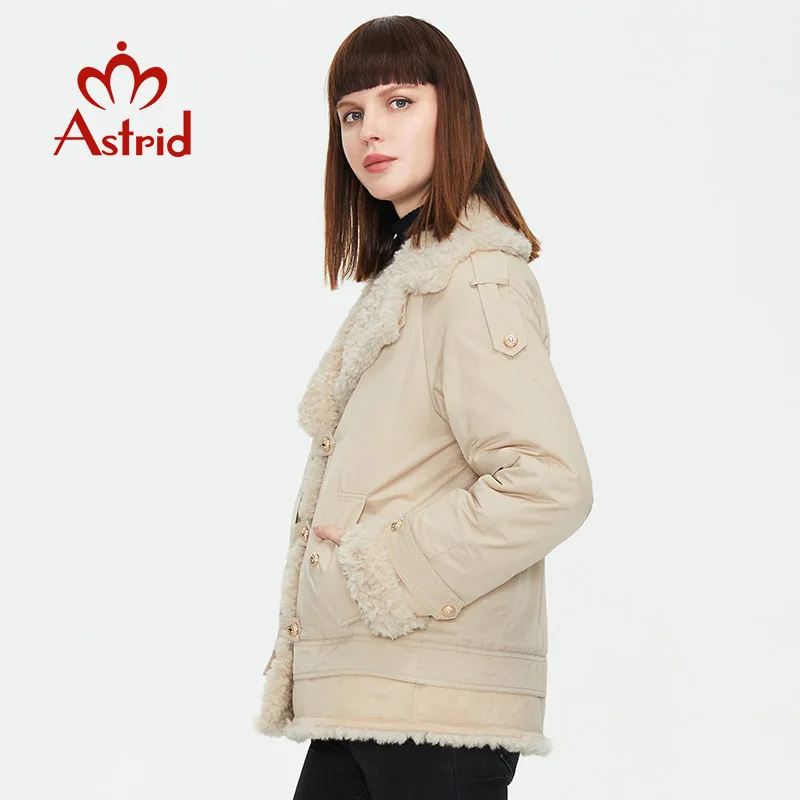 Astrid 2022 Women\'s autumn winter jacket woman female parkas Plush Overcoat padded coats with Fur cute warm Outerwear