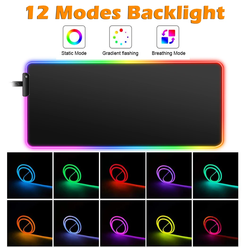 RGB Large Gaming Mousepad LED tappeto retroilluminato Big size Mause Pad tastiera da gioco Mouse Pad Gamer Desk mat tappetino per Mouse per Computer