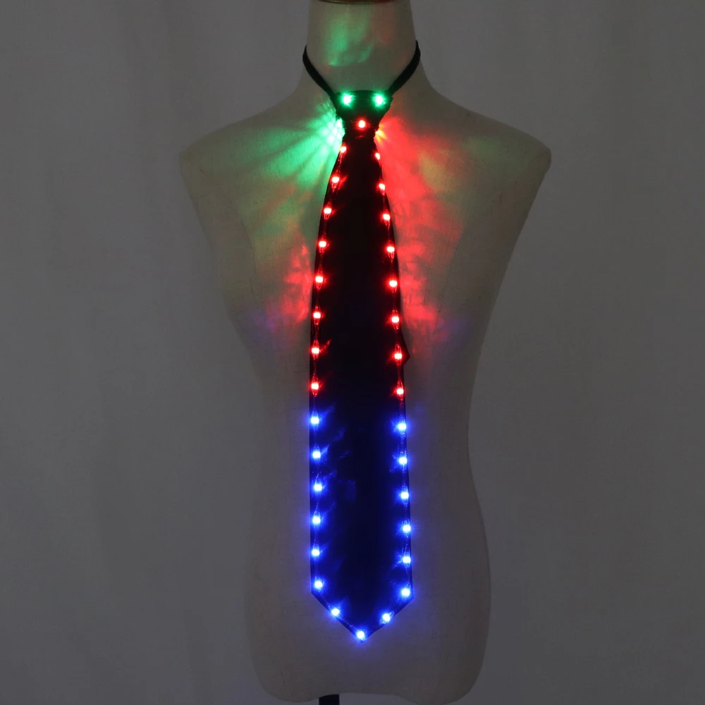 Gravata com laço luminosa led, gravata de pescoço iluminada para homens, traje de festa de natal, gravata borboleta brilhante para dança