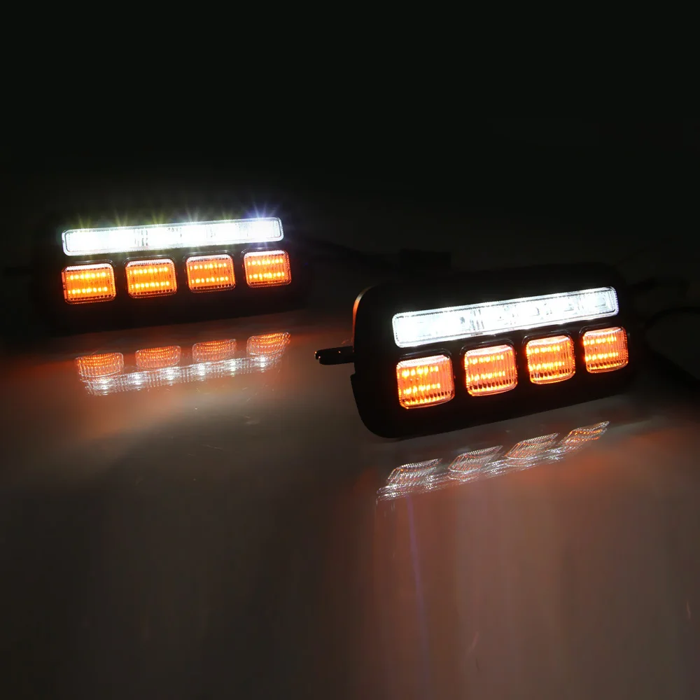 2-in-1 المصد الأمامي الضباب مصباح تحذير الأبيض DRL النهار ضوء الديناميكي بدوره أضواء الإشارة لادا NIVA 2016 2017 2018 2019 #4