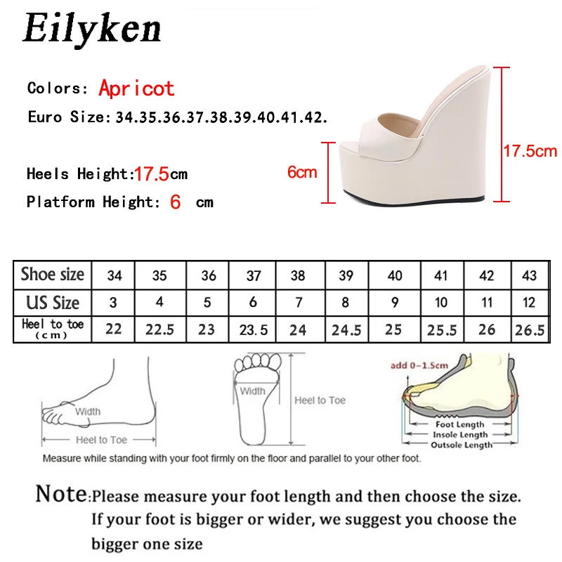 Eilyken Fashion Platform Wedge Peep Toe pantofole donna scarpe estive Sexy tacchi Super alti sandali albicocca taglia 35-42