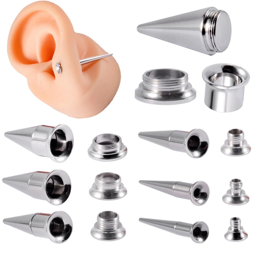 316L Surgical Steel 2 in 1 Ear Plug Taper Tunnel Gauges Set Ear Expander Stretching Screw Kit Ear Studs Piercing Body Jewelry