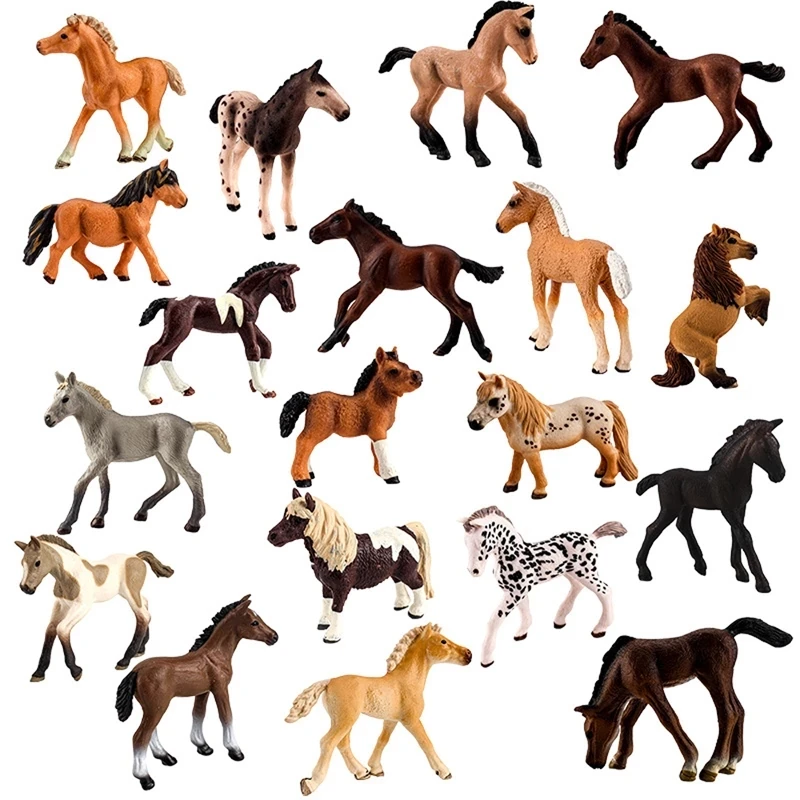 1Pcs Classics Collectible Horse Figures Toys Simulation Assorted Colors Horse model figurine PVC toy Educational Playset for Kid