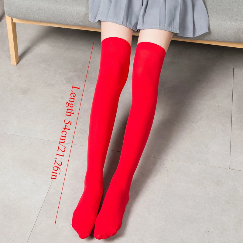 Stretch Stocking Velvet Calze Over Knee Socks Solid Color Temptation Stockings High Students 1 Pair Warm Thigh Long Socks