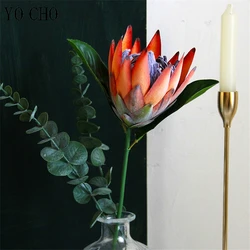 YO CHO Artificial Flower Silk King Protea DIY Flower Arrangement Fake Emperor Flowers White Home Party Wedding Table Decoration