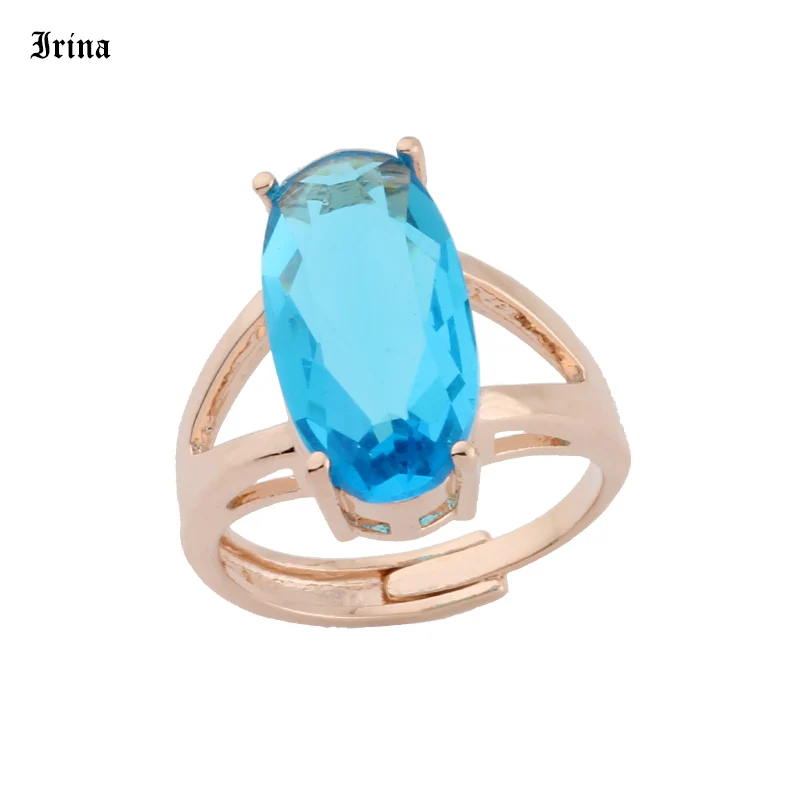 9 Colors Cubic zirconia Egg Shape 585 Rose Gold Color Rings for Women Oval Adjustable Opening Anniversary Party Finger Ring