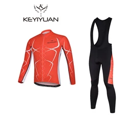 KEYIYUAN New 2023 Men Long Sleeve Cycling Jersey Suit Mtb Cycle Clothing Set Bike Clothes Conjunto Ciclismo Hombre Maillot Velo