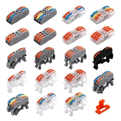 Wire Electrical Connectors Din Rail Type Fast Universal Compact Conductor Wiring Cable Connector LED Push-in Butt Terminal Block