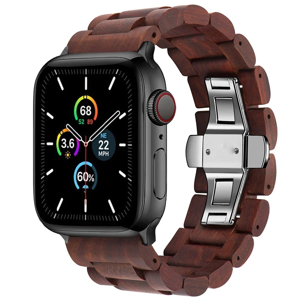 Dành Cho Apple Dây Đồng Hồ 44Mm 42Mm 40Mm 38Mm Correa Bằng Gỗ Tự Nhiên Ban Nhạc Dành Cho Iwatch Series 5 4 3 2 Dây Đeo Watchbands Liên Kết Vòng Tay