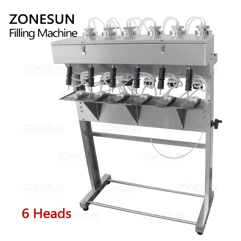 ZONESUN 4 หัวสูญญากาศLiquidน้ำหอมน้ำนมล้างเครื่องสำอางเครื่องดื่มนิวเมติกFillerขวดเติมเครื่องอุปกรณ์