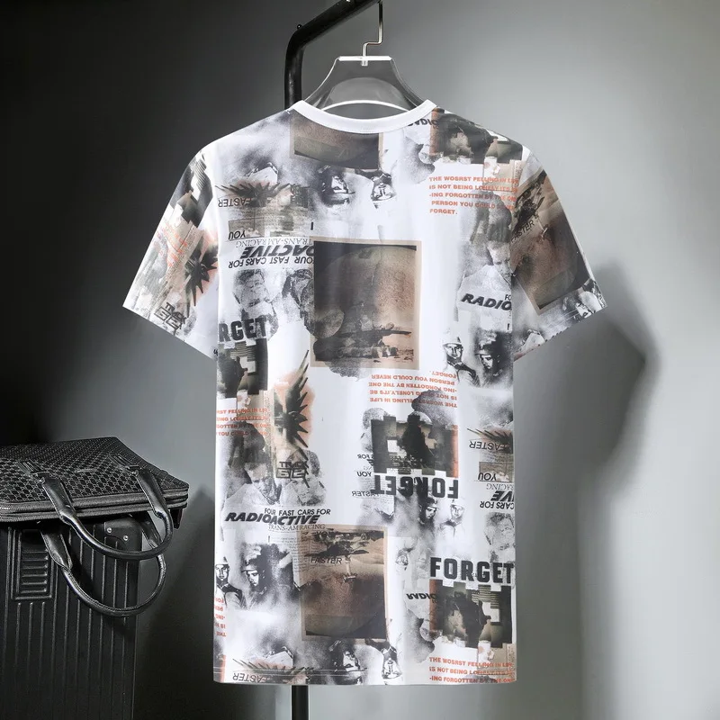 Summer T Shirts Men Streetwear Fashion Graffiti Print Short Sleeve Tshirt Oversize Tees Tops Baggy T-shirts Plus Size 10XL HA082