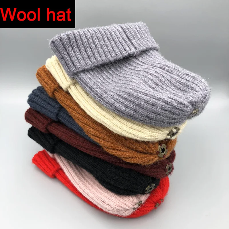 Winter spring wool Hat Knitted Skullies Casual Women hat Natural fox Fur Pompom Hats