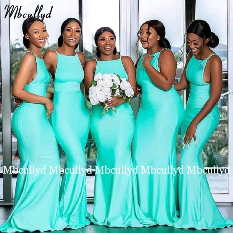 New Bridesmaid Dresses  Mermaid Silk Satin Sleeveless Bridesmaid Dress Women Wedding Party Gown Maid of Honor