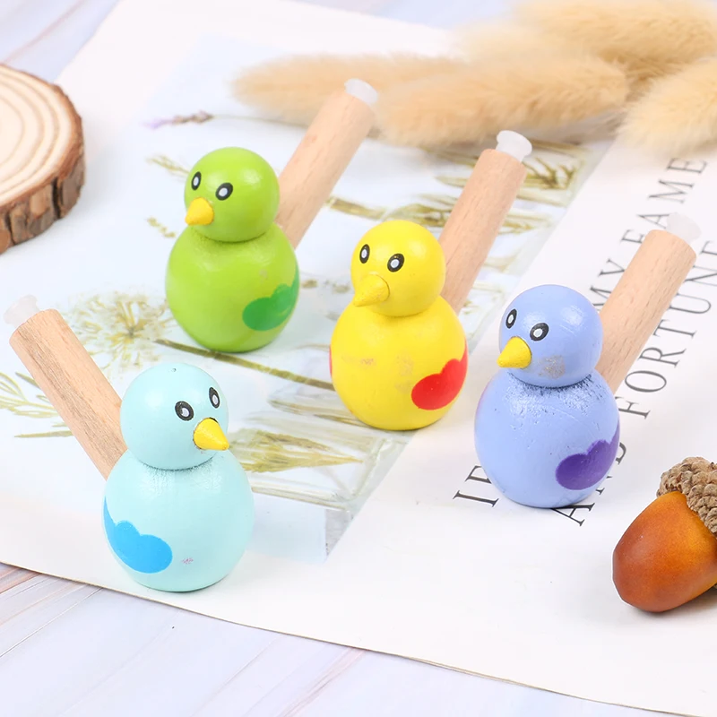 Cartoon Bird Children Whistle Musical Instruments Toy Children Jewelry Pendant Wooden Early Learning Educational Toys