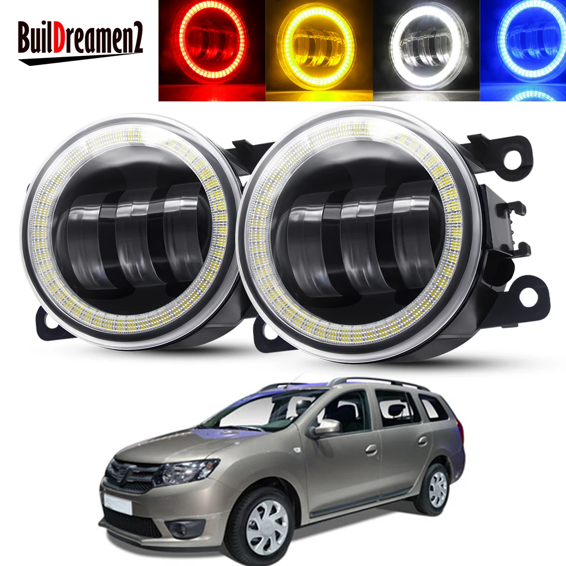 Ensemble de phares antibrouillard Angel Eye pour Dacia Logan 2004 – 2015, lentille LED DRL 30W 6000LM 12V, 2 pièces