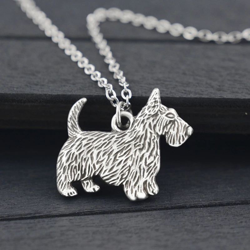 6 Style Vintage Dalmatian & Scottish Terrier & Pekingese Dog Pendant Necklaces For Women Girls Gift Cute Animal Puppy Collar